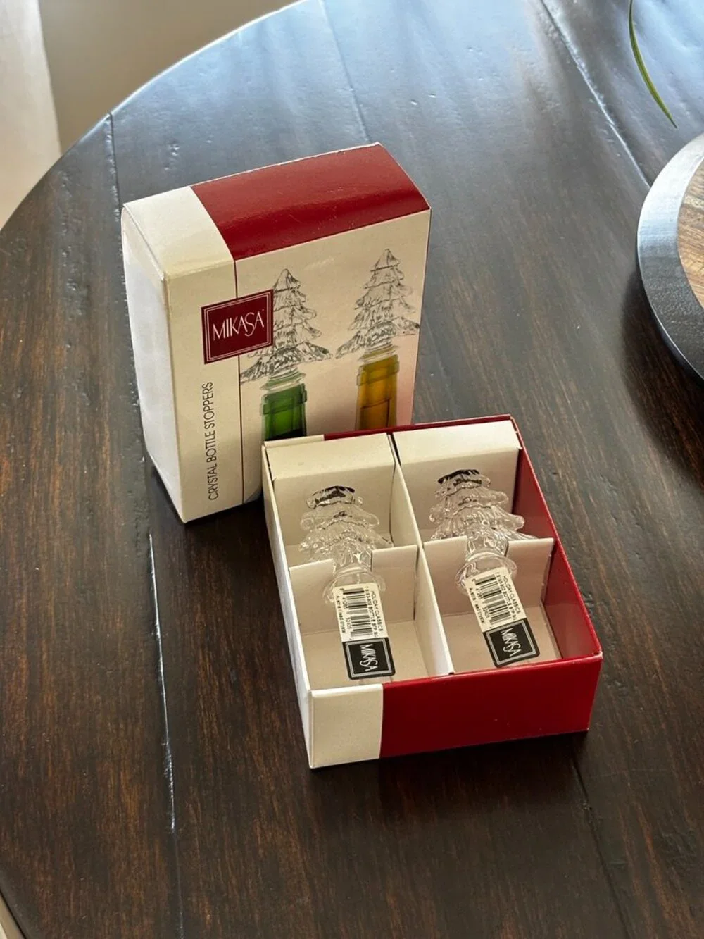 Mikasa Holiday Classics Crystal Christmas Tree Bottle Stoppers Set of 2